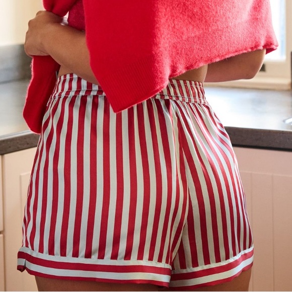 Anthro Silky Striped Pajama Shorts - Picture 4 of 12